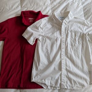 Old Navy White Button-Up Shirt & Genuine Kids Red Polo